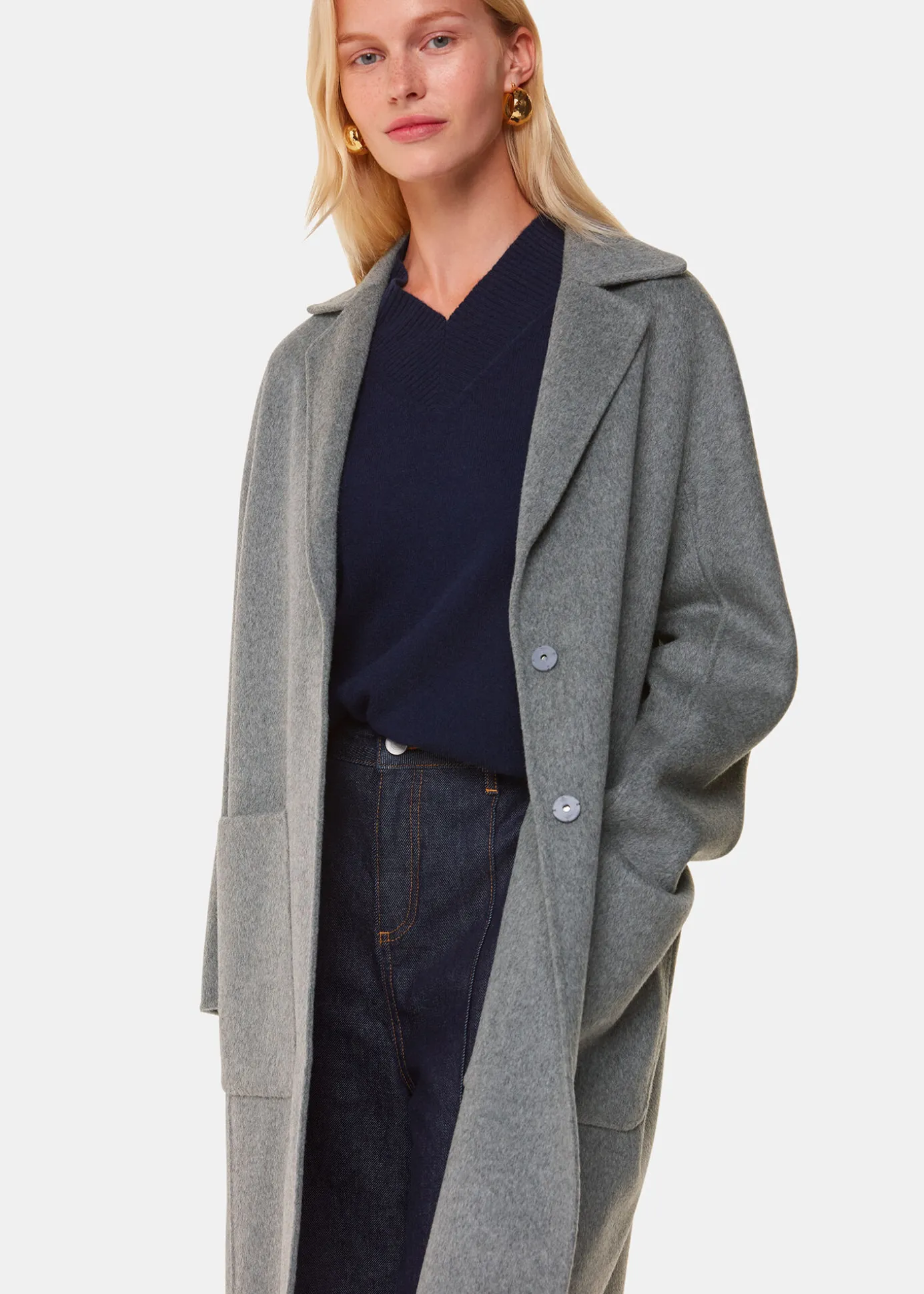 Grey Cassie Double Face Pocket Coat
