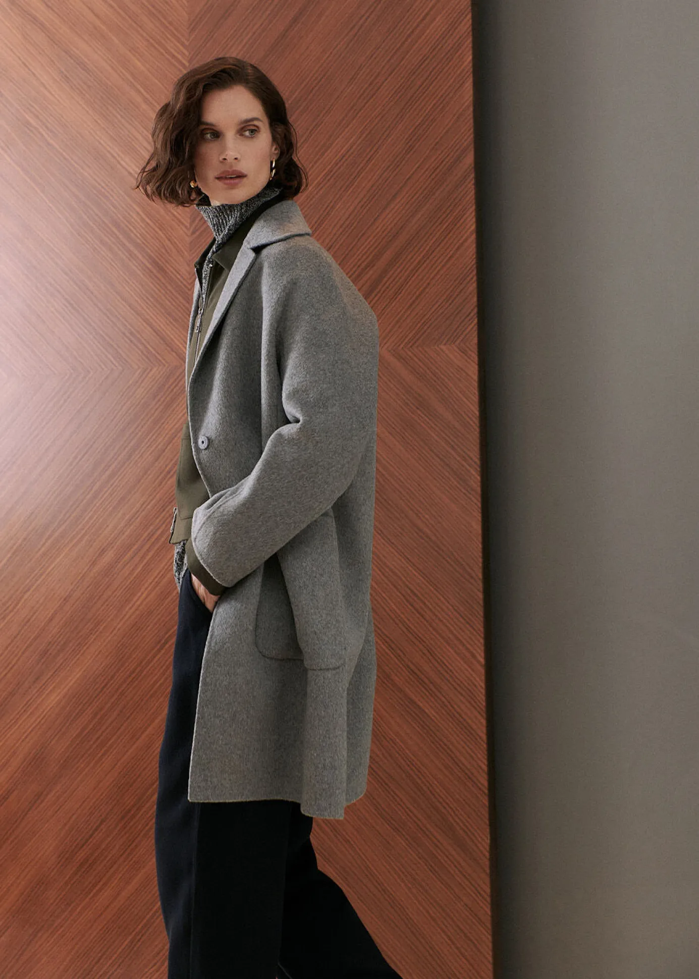 Grey Cassie Double Face Pocket Coat