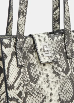 Grey Eben Snake Mini Turn Lock Tote