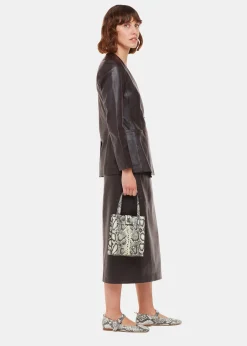 Grey Eben Snake Mini Turn Lock Tote