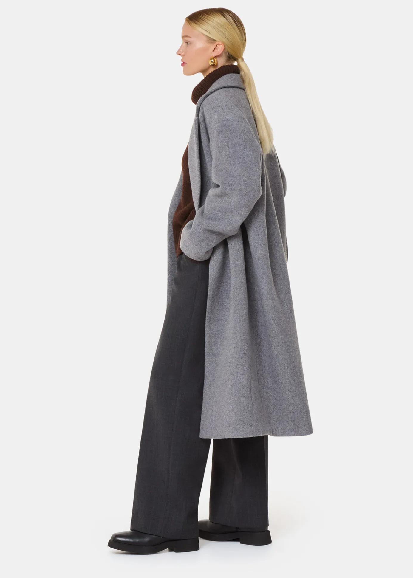 Grey Eliza Double Breasted Coat