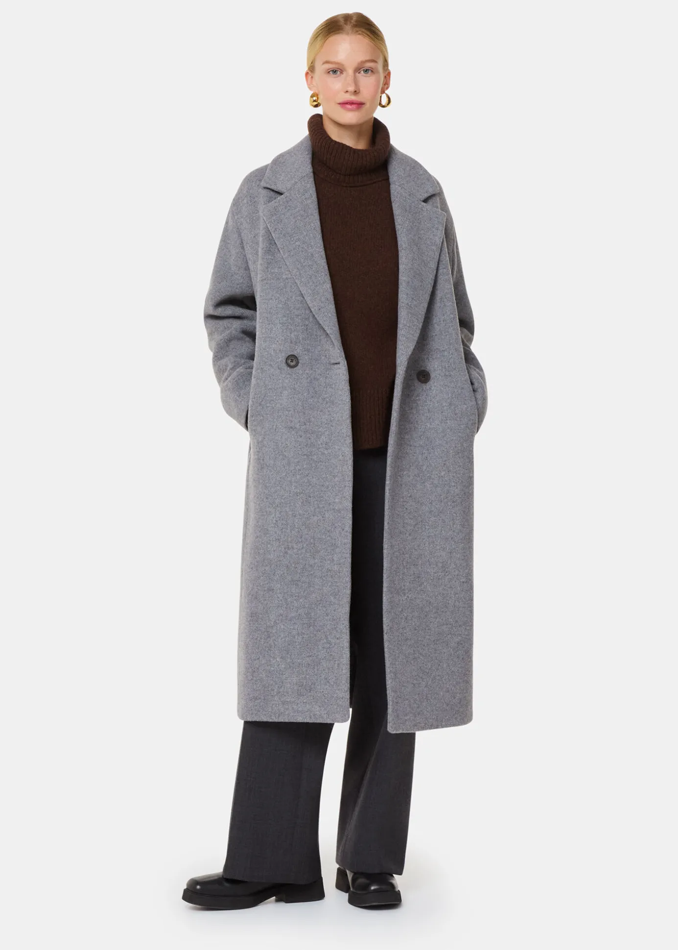 Grey Eliza Double Breasted Coat