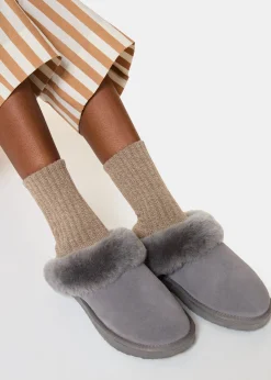 Grey Emilia Cuff Slipper