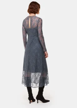Grey Fay Lace Long Sleeve Dress