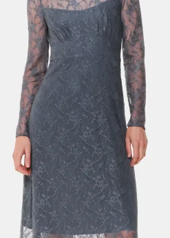 Grey Fay Lace Long Sleeve Dress