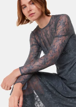 Grey Fay Lace Long Sleeve Dress