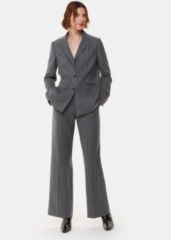 Grey Isla Pinstripe Wool Trouser