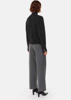 Grey Isla Pinstripe Wool Trouser
