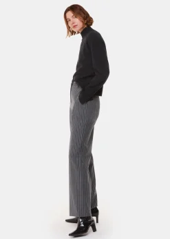 Grey Isla Pinstripe Wool Trouser
