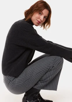 Grey Isla Pinstripe Wool Trouser