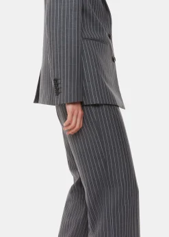 Grey Isla Pinstripe Wool Trouser