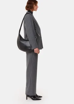 Grey Isla Pinstripe Wool Trouser