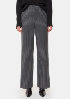 Grey Isla Pinstripe Wool Trouser