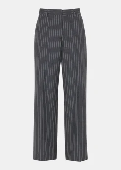 Grey Isla Pinstripe Wool Trouser