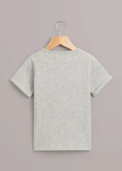 Grey Marl Monster Embroidered T Shirt