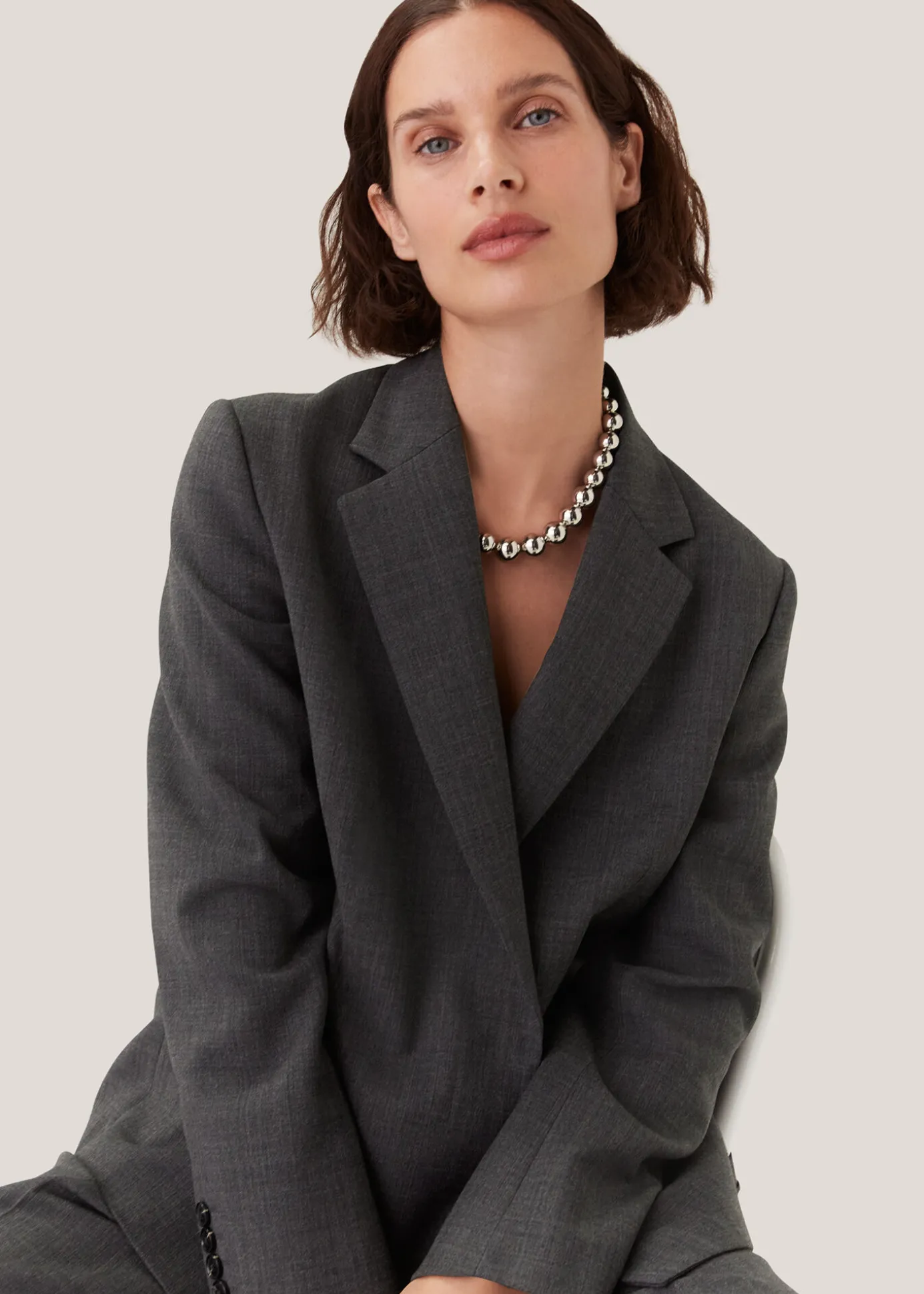 Grey Marl Natalie Wool Blend Blazer