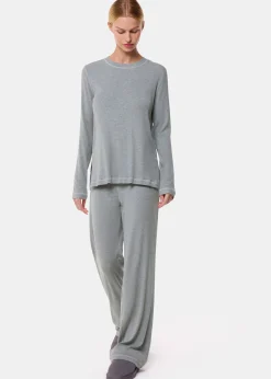 Grey Marl Rib Jersey Pyjama Top