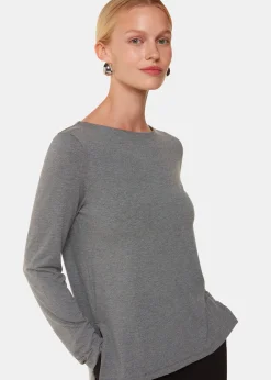 Grey Marl Slim Straight Neck Jersey Top