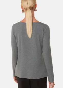 Grey Marl Slim Straight Neck Jersey Top