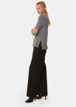Grey Marl Slim Straight Neck Jersey Top