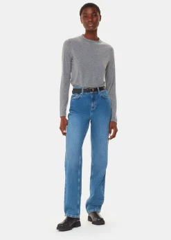 Grey Marl Wool Blend Crew Neck Top