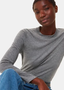 Grey Marl Wool Blend Crew Neck Top