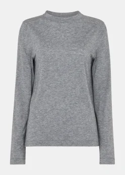 Grey Marl Wool Blend Crew Neck Top