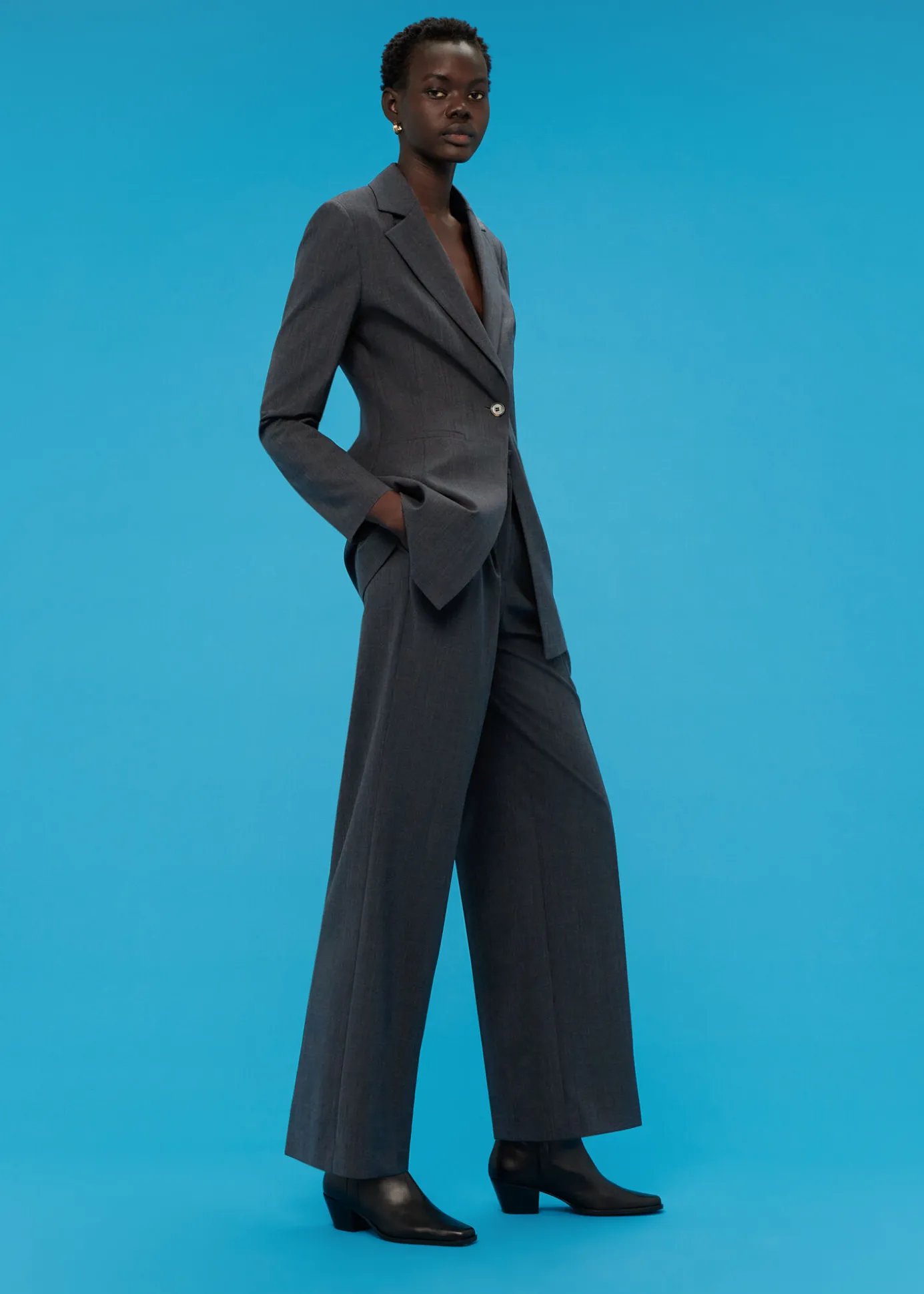 Grey Mia Elongated Waist Blazer