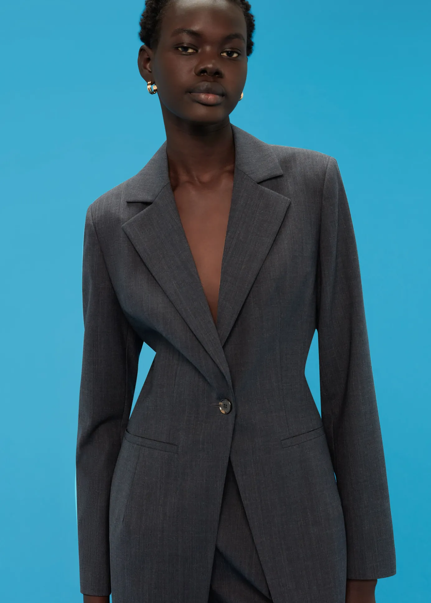 Grey Mia Elongated Waist Blazer