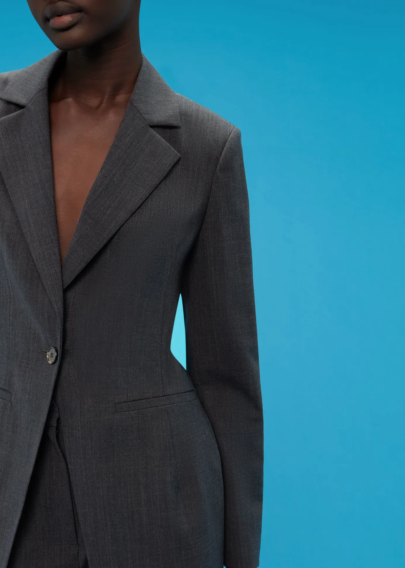 Grey Mia Elongated Waist Blazer