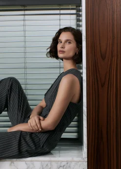 Grey Pinstripe Jumpsuit
