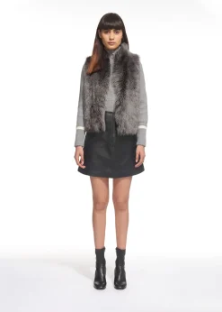 Grey Short Sheepskin Gilet