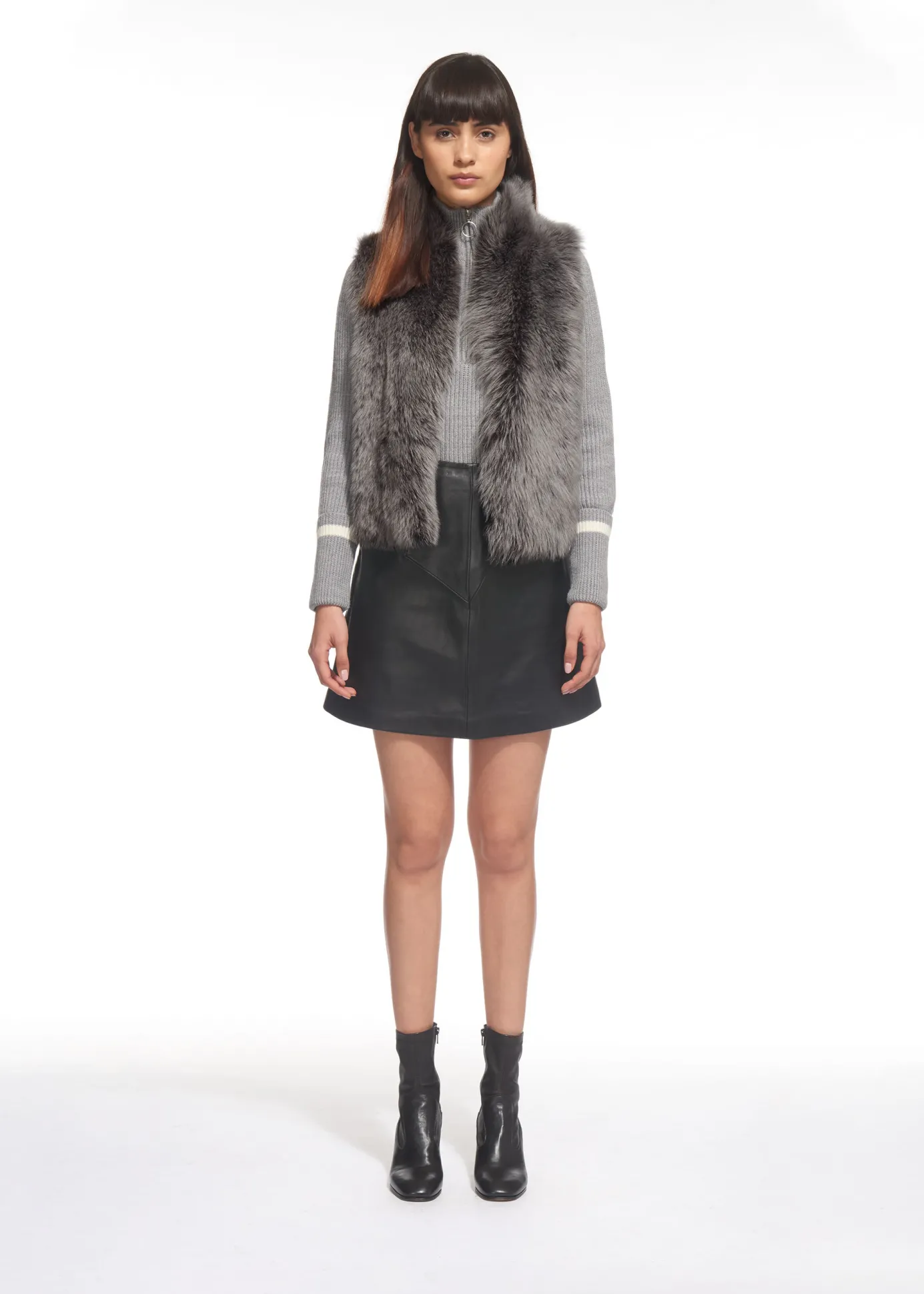 Grey Short Sheepskin Gilet