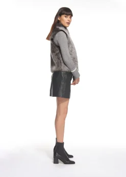 Grey Short Sheepskin Gilet