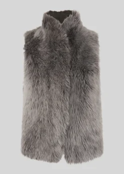 Grey Short Sheepskin Gilet
