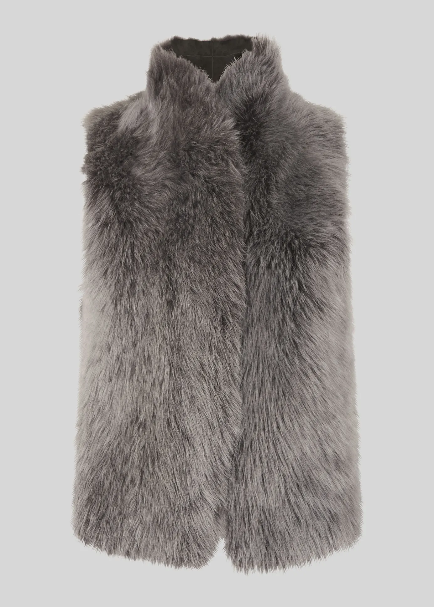 Grey Short Sheepskin Gilet