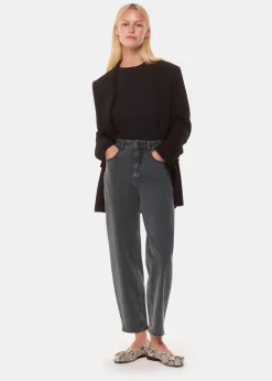 Grey Stretch Barrel Leg Jean