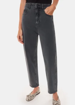 Grey Stretch Barrel Leg Jean