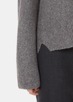 Grey V Neck Wool Mix Knit