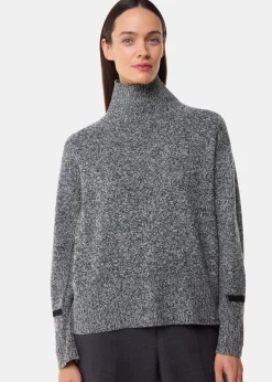 Grey Wool Fleck Funnel Neck Knit