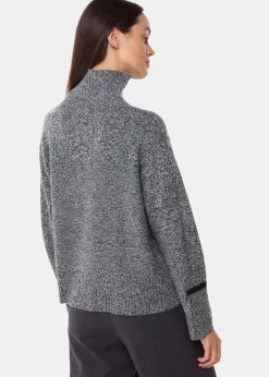 Grey Wool Fleck Funnel Neck Knit