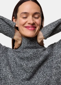 Grey Wool Fleck Funnel Neck Knit