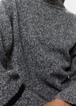 Grey Wool Fleck Funnel Neck Knit