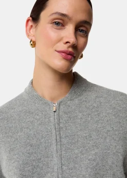 Grey Zip Front Bomber Knit