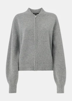 Grey Zip Front Bomber Knit