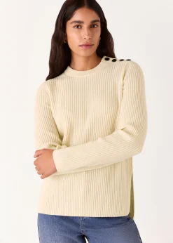 Ivory Button Detail Longline Knit