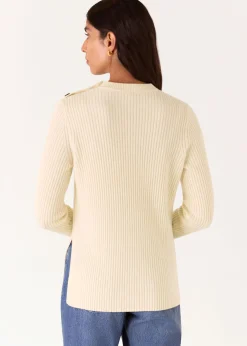 Ivory Button Detail Longline Knit