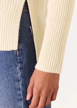 Ivory Button Detail Longline Knit