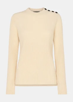 Ivory Button Detail Longline Knit