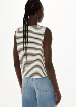 Ivory Button Up Stripe Rib Tank
